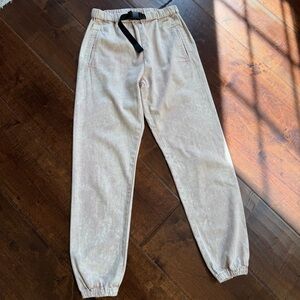 John Elliott Pale Pink Enzyme Washed 100% Cotton Joggers with Black Nylon Belt